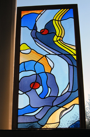 Finished Stained Glass Panel Deep Reflections